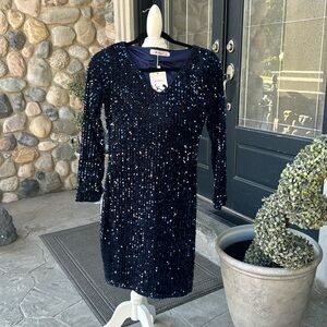 Navy sequins dress.